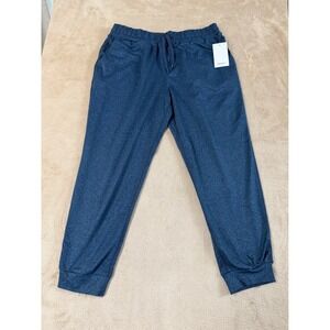 Quince Flowknit Mid-Rise Jogger pants Heather Men Size M Navy Blue NEW